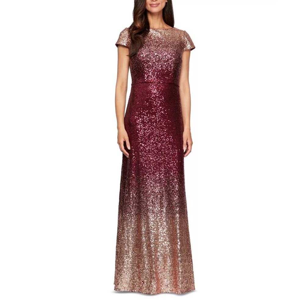Alex Evenings Ombré Sequin Gown Size 6 Wine/Rose Gold (colors)